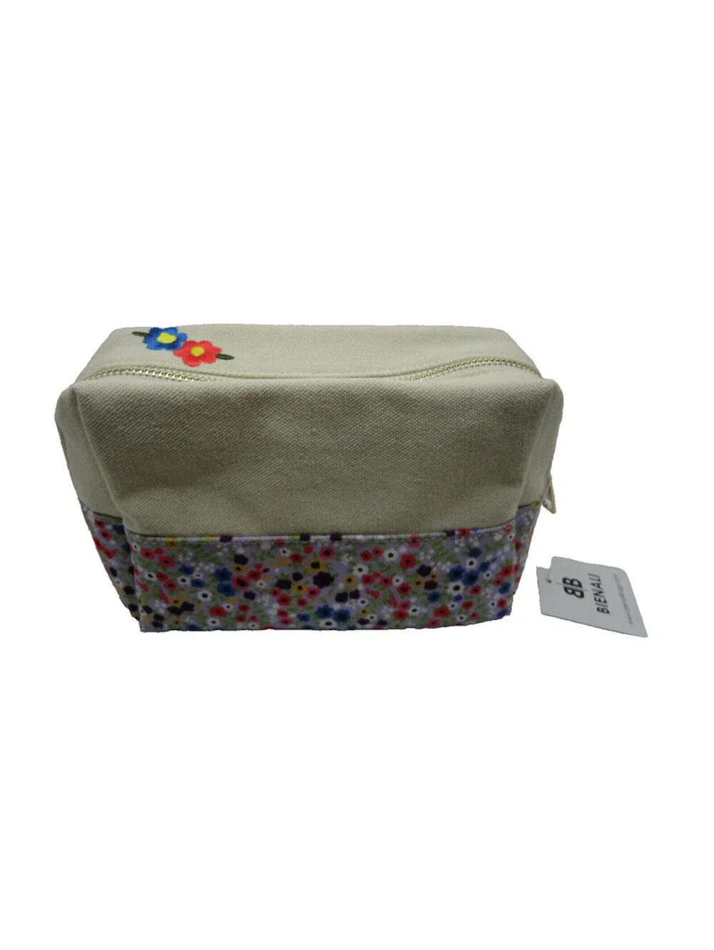 Bienali Small Canvas Cosmetic makeup Pouch Storage Bag Daisy Floral NEW